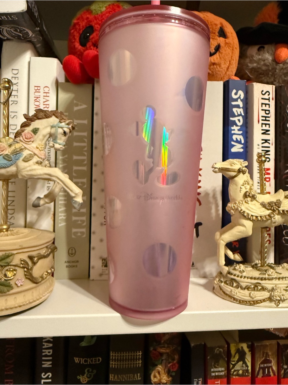 Disney Pink Iridescent Polka Dot Tumbler with Straw